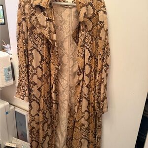 Snakeskin Patterned Belted Trench Coat